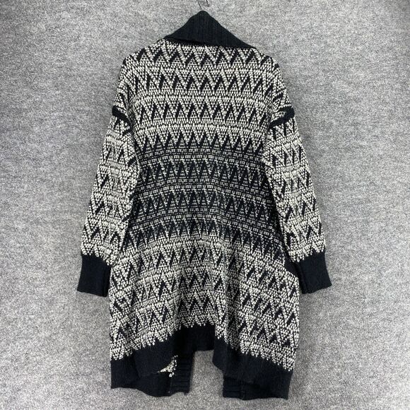 Cynthia Rowley Cardigan Women M Medium Gray Striped Alpaca Open Front Collared - Picture 2 of 9